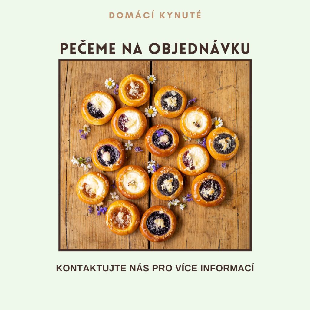 Na obrázku je informace o tom, že pečeme u nás i na objednávku, tak nás neváhejte kontaktovat.